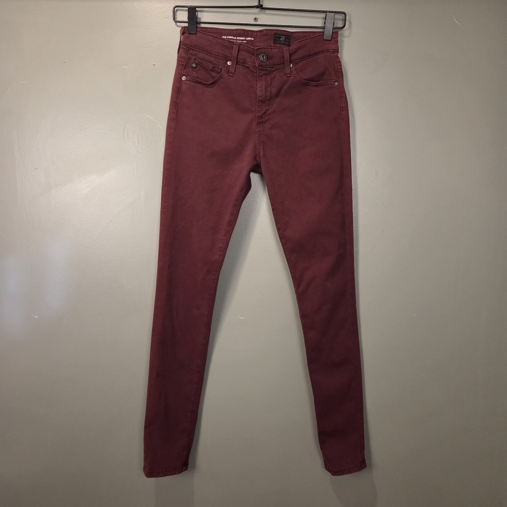 AG Adriano Goldschmied The Farrah Skinny Ankle High Rise Women's 24 Burgundy Red